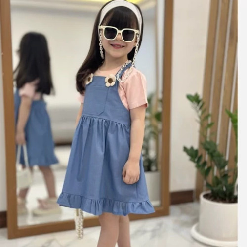 ست دو تیکه تیشرت سارافون دخترانه مدل عروسکی