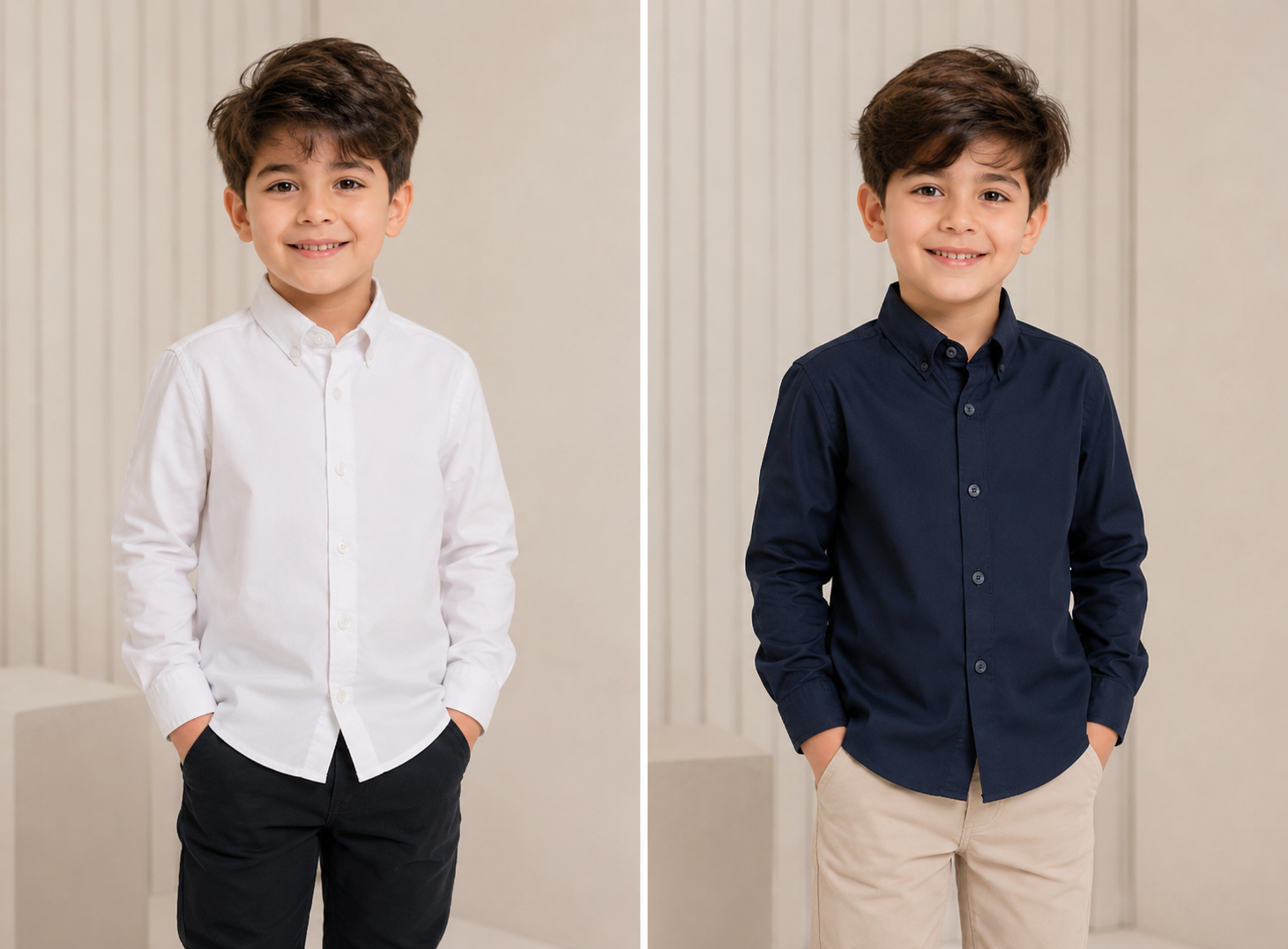 پیراهن پنبه‌ای پسرانه مناسب مدارس کد ۴۲۱