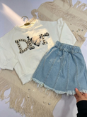 ست دو تیکه دورس و دامن دخترانه مدل DIOR