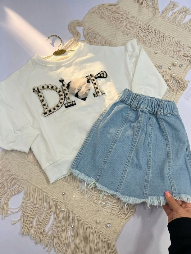 ست دو تیکه دورس و دامن دخترانه مدل DIOR